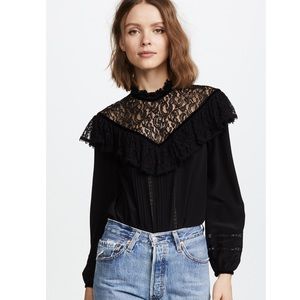 Sold‼️❌Rebecca Taylor Long Sleeve Silk Lace Top